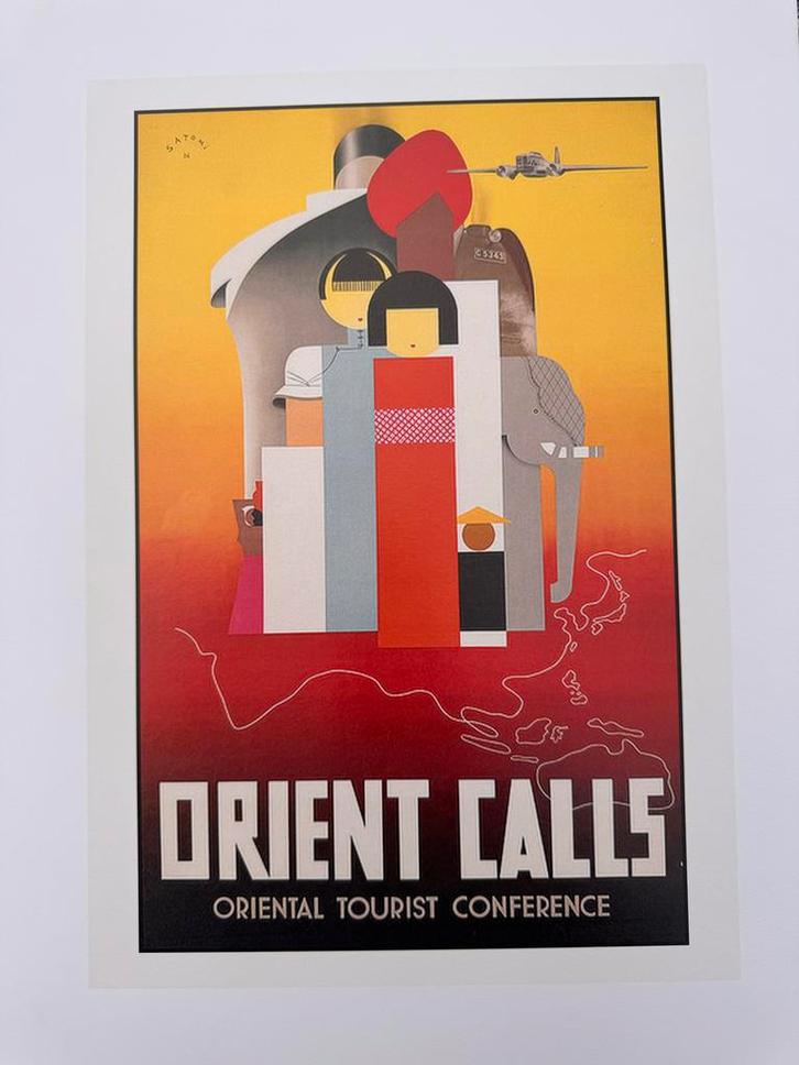Originele Art Deco Litho - Orient Calls Prent, Antiek en Kunst, Kunst | Litho's en Zeefdrukken, Ophalen of Verzenden