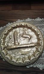 oud antiek mooi in koper uitgevoerd ; prachtig wand sierbord, Ophalen of Verzenden