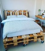 Stoer robuust palletbed, 10 EPAL pallets, Ophalen, Bruin, Tweepersoons, Zo goed als nieuw