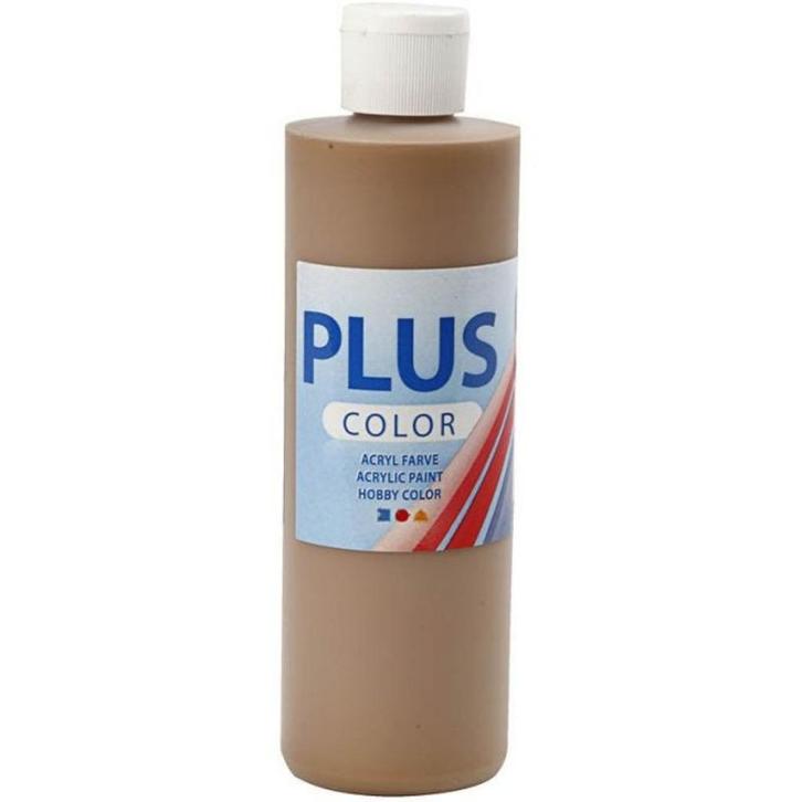 Plus Color acrylverf fles 250 ml lichtbruin, Hobby en Vrije tijd, Schilderen, Nieuw, Acrylverf, Ophalen of Verzenden