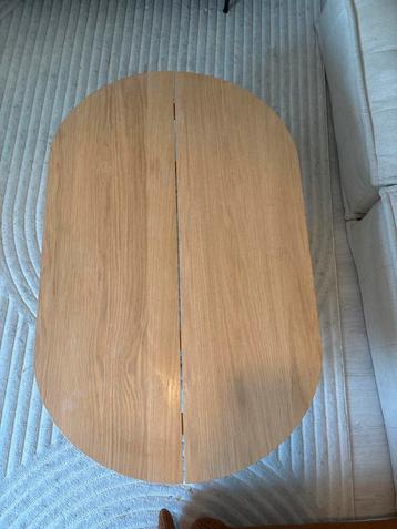 Ovale Eikenhouten Salontafel met Metalen Onderstel beschikbaar voor biedingen