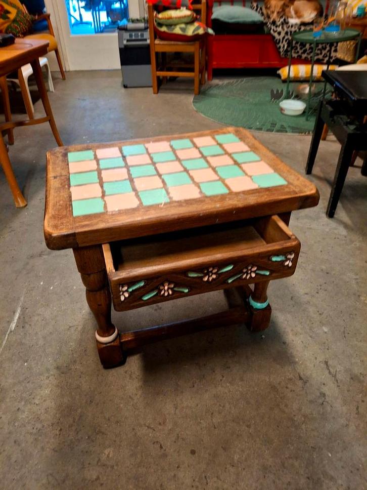 Vintage Bijzettafel met Lade, Antiek en Kunst, Antiek | Meubels | Tafels, Ophalen