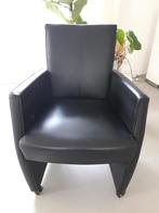 6 zwarte lederen verstelbare  eetkamer stoelen., Huis en Inrichting, Fauteuils, Ophalen, Zo goed als nieuw, Minder dan 75 cm