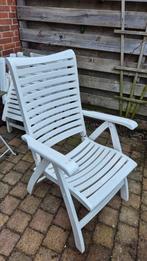 4 zware houten tuinstoelen hattersley, Ophalen, Gebruikt, Hout, Verstelbaar