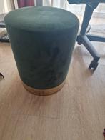 Groene Velvet Poef met Gouden Basis, Ophalen, Minder dan 50 cm, Rond, Minder dan 50 cm