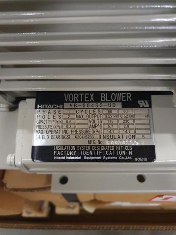 Vortex Blower, 115-230 volt, 1 phase, 1/2 Hp beschikbaar voor biedingen