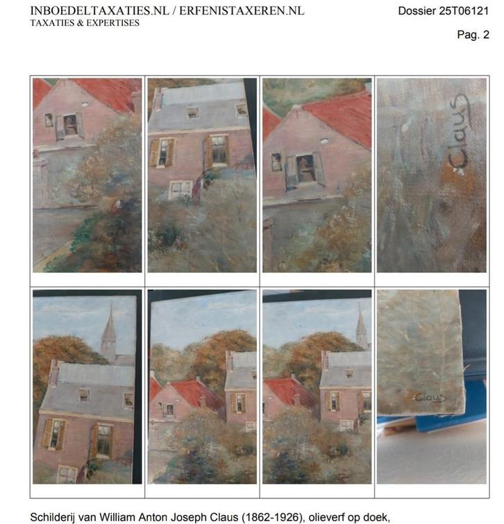 Dorpzicht met kerktoren van William anton joseph claus, Antiek en Kunst, Kunst | Schilderijen | Klassiek, Ophalen