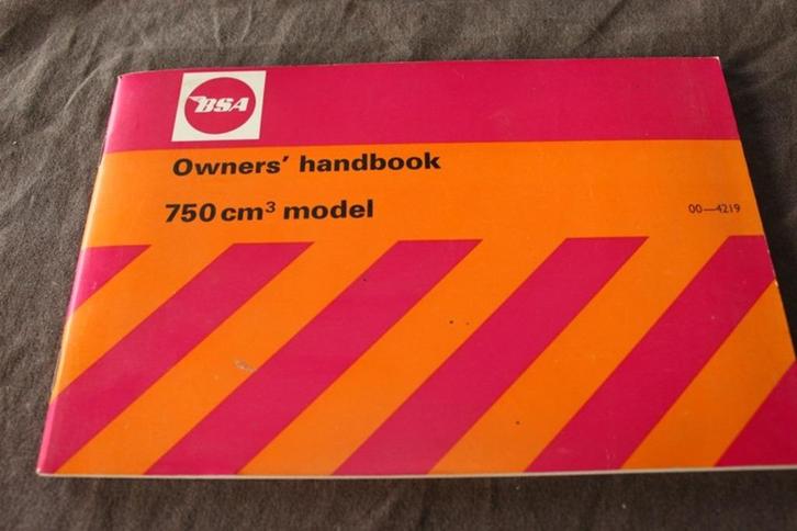 BSA750cc 1971 A75 A75V Rocket 3 motorcycle owner's book, Motoren, Handleidingen en Instructieboekjes, Overige merken, Ophalen of Verzenden