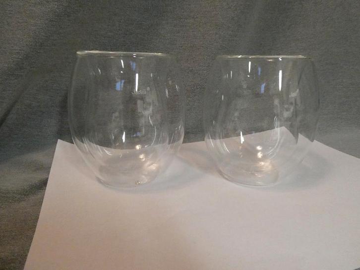 2 x Jasili dubbelwandige glazen, Huis en Inrichting, Keuken | Servies, Gebruikt, Glas of Glazen, Overige stijlen, Glas, Ophalen of Verzenden