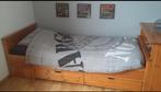 Grenen 1 persoons bed met 2 lades, 90 cm, Eenpersoons, Zo goed als nieuw, Hout