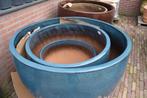 Prachtige GROTE blauwe aardewerk bloempotten geglazuurd rond, Ophalen, 40 cm of meer, Rond, Nieuw