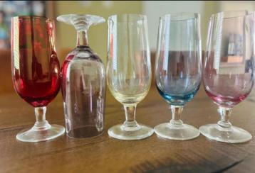 Vintage Acroc France Kleur Glazen - Set van 5 beschikbaar voor biedingen