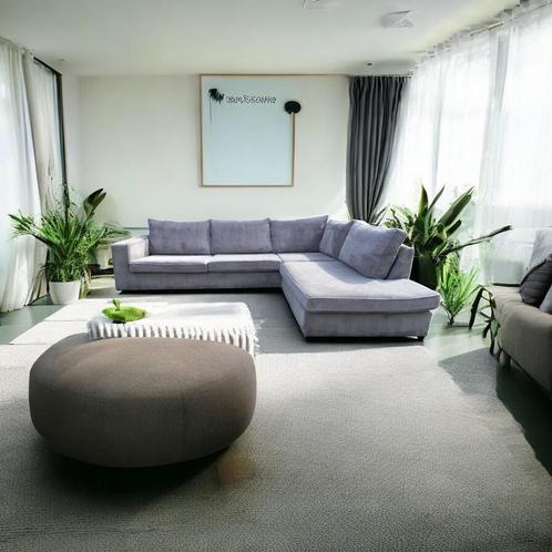 Nette 8-zits Ribstof Hoekbank Taupe - Gratis Bezorging, Huis en Inrichting, Banken | Complete zithoeken, Ophalen of Verzenden