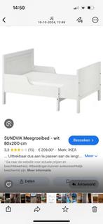Ikea meegroeibed, groen, Gebruikt, 70 tot 85 cm, Lattenbodem, 140 tot 160 cm
