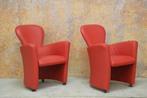 ZGANieuw 2 rode leren Leolux Amphora design fauteuils, Huis en Inrichting, Fauteuils, Ophalen, Leolux, Leolux, Design
