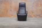 ZGAN donkerblauwe leren Jori Brainbuilder relaxfauteuil, Huis en Inrichting, Design, Gebruikt, Metaal, 75 tot 100 cm