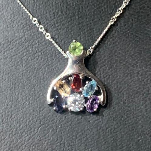 Citrien saffier amethist topaas hanger geluk intuïtie magie, Sieraden, Tassen en Uiterlijk, Kettingen, Nieuw, Zilver, Met edelsteen