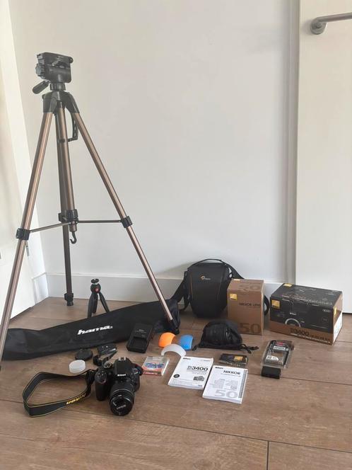 Nikon D3400 met extra Nikkor lens 50mm en toebehoren, Audio, Tv en Foto, Fotocamera's Digitaal, Zo goed als nieuw, Nikon, Ophalen