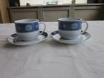 Douwe Egberts 2 wit-blauwe kop D7cm H6cm schotels D13cm, Huis en Inrichting, Keuken | Servies, Ophalen of Verzenden, Zo goed als nieuw