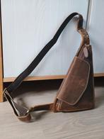 Leren Crossbody schoudertas, borsttas, Ophalen of Verzenden, Zo goed als nieuw, Bruin, Leer
