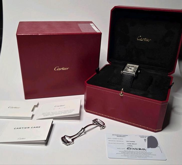 Cartier tank XL, Sieraden, Tassen en Uiterlijk, Horloges | Heren, Zo goed als nieuw, Polshorloge, Overige merken, Overige materialen