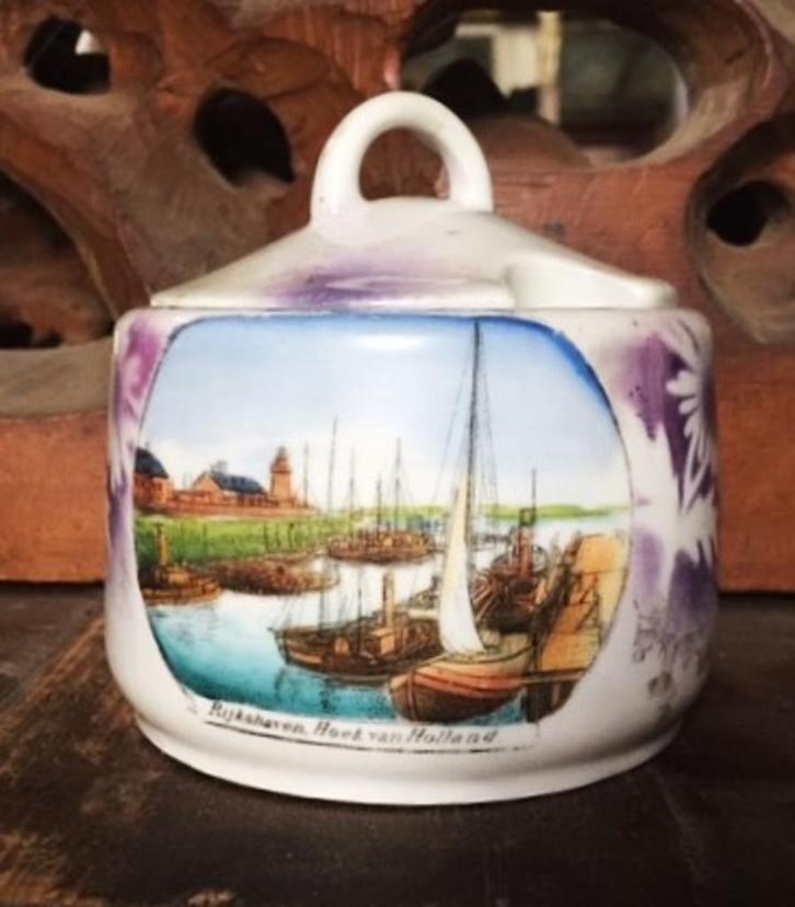pot suikerpot stoomboot vuurtoren haven Hoek van Holland, Antiek en Kunst, Antiek | Keramiek en Aardewerk, Ophalen of Verzenden