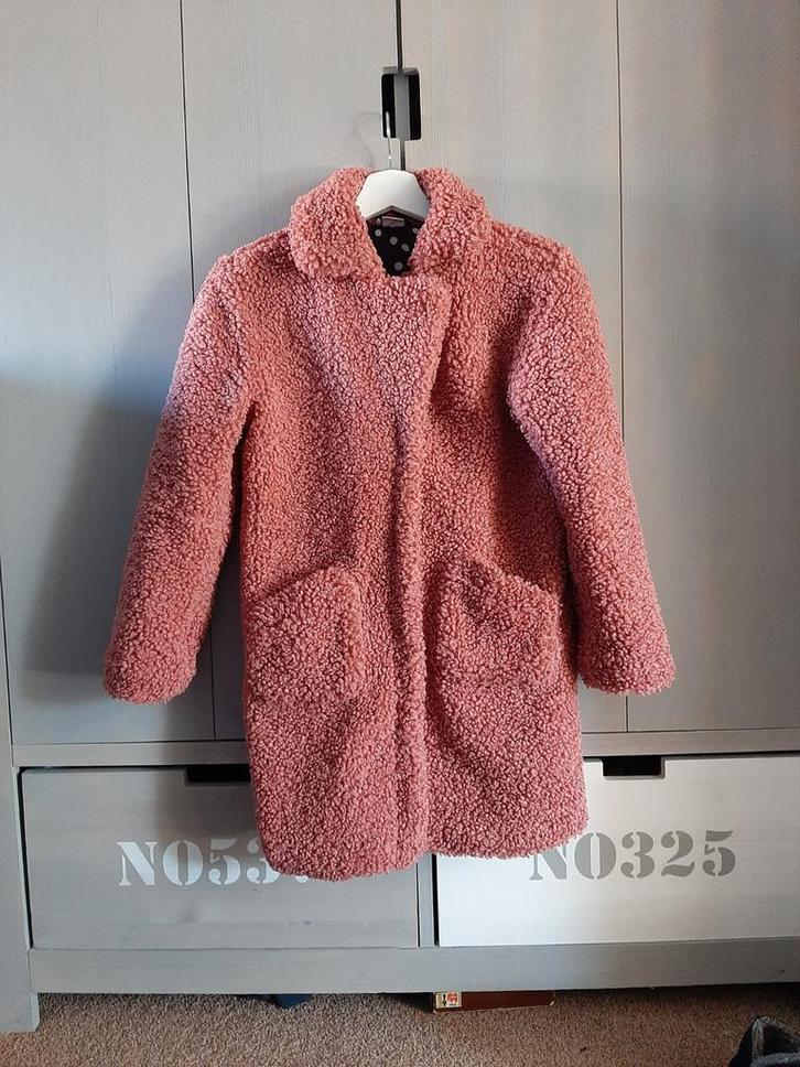 Hema roze teddyjas jas maat 146/152., Kinderen en Baby's, Kinderkleding | Maat 152, Zo goed als nieuw, Meisje, Jas, Ophalen of Verzenden