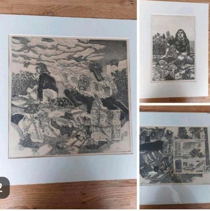 Etsen 3 stuks van Jan van Helden, Antiek en Kunst, Kunst | Tekeningen en Foto's, Ophalen