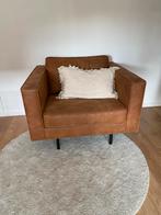 Cognac leren fauteuil, Huis en Inrichting, Ophalen, Zo goed als nieuw, 75 tot 100 cm, 50 tot 75 cm