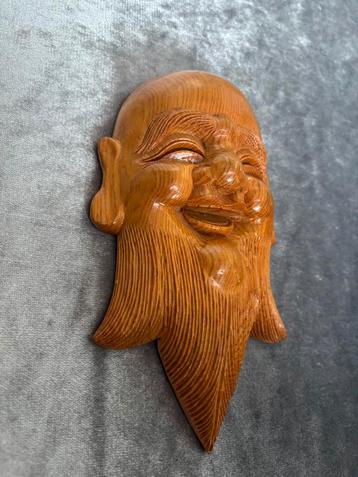 Chinees decoratie masker uit hout gesneden en mooi gelakt beschikbaar voor biedingen