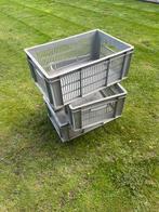 3 kratten grijs plastic stapelbaar, Doe-het-zelf en Verbouw, Kratten en Dozen, 40 tot 60 cm, 50 tot 75 cm, Minder dan 35 cm, Ophalen of Verzenden