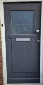 Hardhouten Voordeur, Doe-het-zelf en Verbouw, Gebruikt, Ophalen of Verzenden, 200 tot 215 cm, Glas