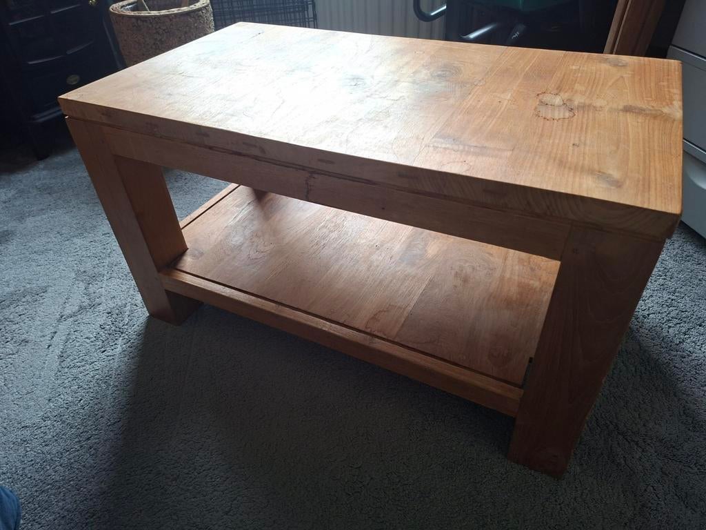 Teak houten tafeltje, Huis en Inrichting, Tafels | Salontafels, Ophalen, Gebruikt, 50 tot 100 cm, Vierkant