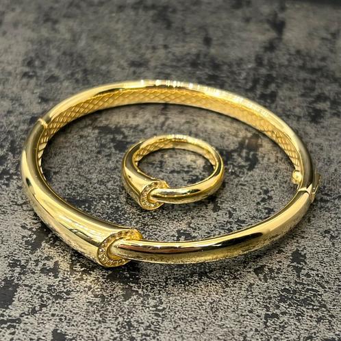 18 karaat gouden armband met ring nieuw, Sieraden, Tassen en Uiterlijk, Armbanden, Nieuw, Goud, Ophalen of Verzenden