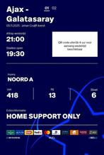 Ajax - Galatasaray 2 tickets naast elkaar (naast het uitvak), Tickets en Kaartjes, Sport | Voetbal, Losse kaart, Twee personen