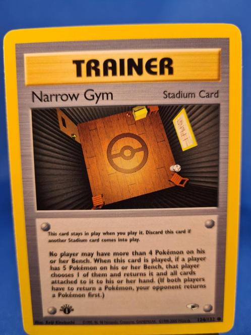 Narrow Gym 124/132 - Gym Heroes (1st edition), Hobby en Vrije tijd, Verzamelkaartspellen | Pokémon, Gebruikt, Losse kaart, Verzenden