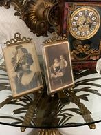 2 stuks vintage Franse fotolijsten messing geslepen glas, Ophalen of Verzenden