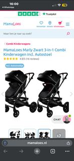MamaLoes Marly Zwart 3-in-1 Combi Kinderwagen incl. Autostoe, Ophalen, Zo goed als nieuw, Overige merken, Verstelbare rugleuning