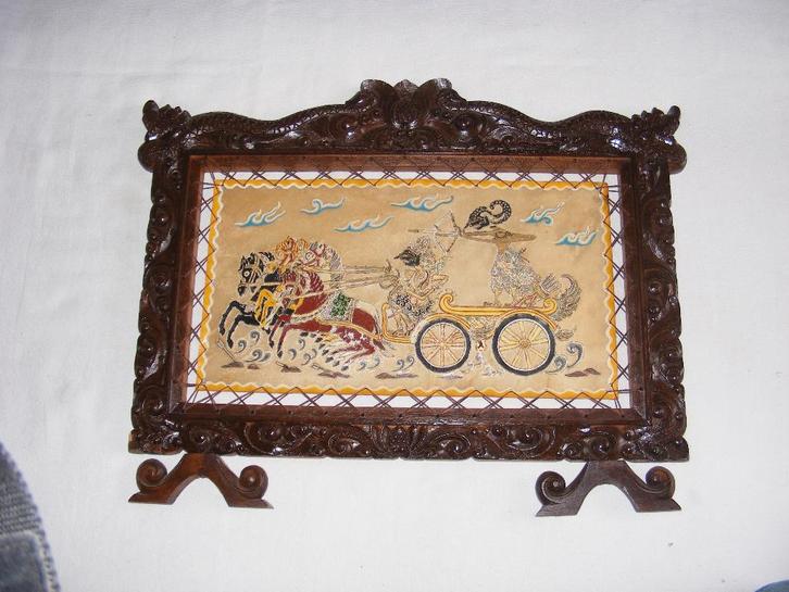 Javaans schilderij op dierenhuid, Antiek en Kunst, Kunst | Niet-Westerse kunst, Ophalen of Verzenden