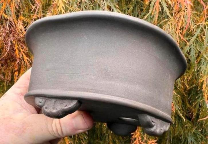 Bonsai schaal bruin ongeglazuurd gemerkt Japans 16,2x13,4x7, Tuin en Terras, Bloempotten, Zo goed als nieuw, Aardewerk, Minder dan 40 cm