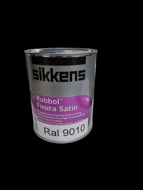 Sikkens Rubbol finura satin ral 9010 per liter 39,50, Doe-het-zelf en Verbouw, Verf, Beits en Lak, Nieuw, Verf, Minder dan 5 liter