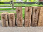 Diverse houten meerpalen zuilen dukdalfen met ijzeren ring, Verzenden