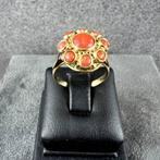 Gouden ring | 14K | 3,12gr | entourage bloedkoraal | 388589, Sieraden, Tassen en Uiterlijk, Ringen, Ophalen of Verzenden, Dame