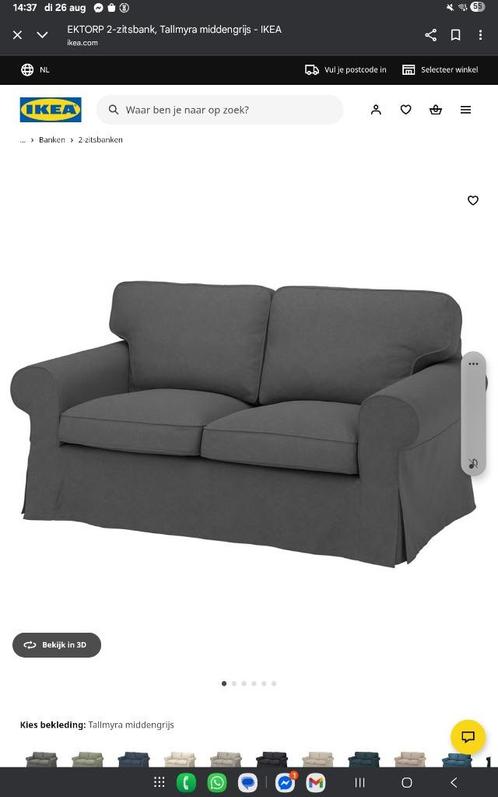 Ikea ektorp 2 zits bank grijs, Huis en Inrichting, Banken | Bankstellen, Gebruikt, Rechte bank, Tweepersoons, 150 tot 200 cm, 75 tot 100 cm