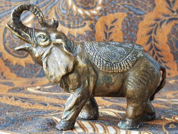 Mooi oud antiek Oosters brons beeldje van een olifant 14 cm. beschikbaar voor biedingen