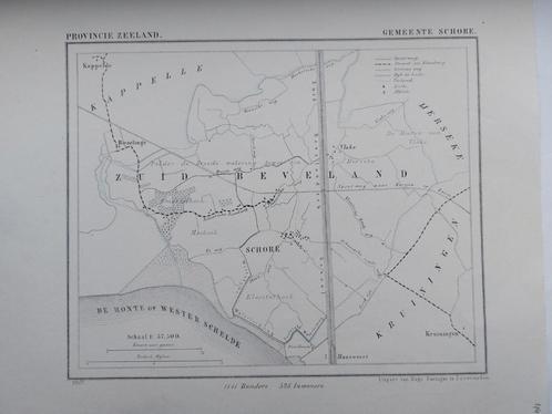 44 / Schore Kruiningen Biezelinge Litho uit 1867 J. Kuyper, Antiek en Kunst, Kunst | Litho's en Zeefdrukken, Ophalen of Verzenden