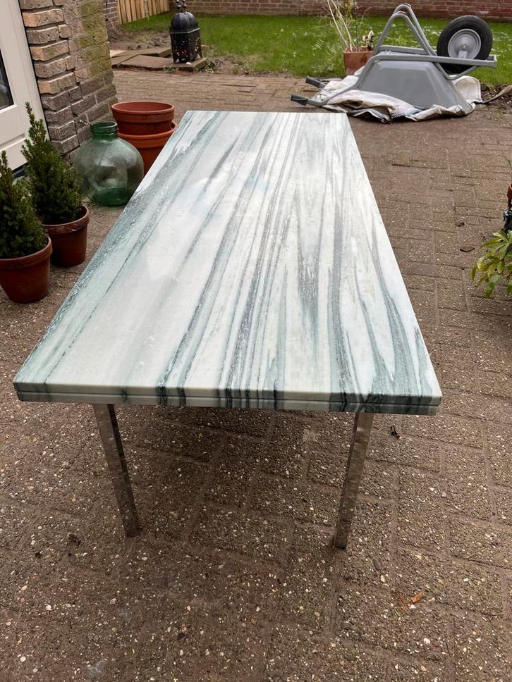 Salontafel met marmeren blad, Huis en Inrichting, Tafels | Salontafels, Gebruikt, Minder dan 50 cm, 50 tot 100 cm, 100 tot 150 cm