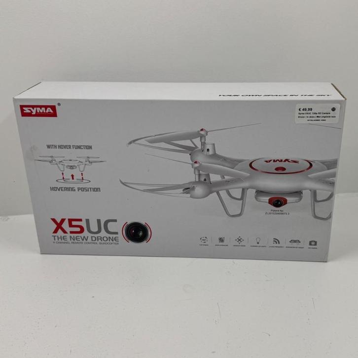 Syma X5UC 720p HD Camera Drone | In doos | Met originele bon, Audio, Tv en Foto, Drones, Zo goed als nieuw, Drone met camera, Ophalen of Verzenden