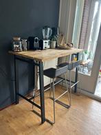 Hoge tafel + 2 Bar krukken, Ophalen, Gebruikt, 60 tot 90 cm, Metaal