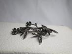 Zilveren Broche Bloem Motief Strass Vintage, Sieraden, Tassen en Uiterlijk, Broches, 4 tot 7 cm, Gebruikt, Ophalen of Verzenden